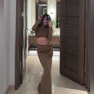 JLux Label Verina Tan Two Piece Skirt Set